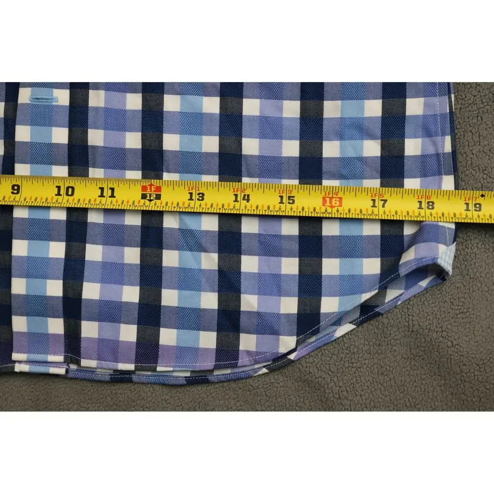 BANANA REPUBLIC Dress shirt Mens Small Plaid Blue Purple Cotton Career Office